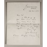 J. M. Barrie (1860-1937) - Handwritten letter to Messrs Hughes Massie & Co., reading "Dear Sirs, I