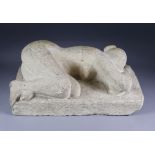 Peter Goodchild (20th Century) - Limestone carving of a naked sleeping female figure, 12.5ins x 7ins