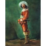 G. Thompson (Late19th/Early20th Century) - Oil painting - Portrait of standing Cavalier, signed