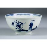A Worcester Slop Bowl, Circa 1770, painted in blue with the "Waiting Chinaman" pattern, 4.75ins