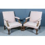 An Early George III Beechwood Framed "Gainsborough" Library Armchair, the square back, seat and
