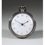 A George III Silver Pair Cased Verge Pocket Watch, by William Flint of Ashford, No. 6685, the
