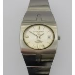 A Ulysse Nardin Automatic Wristwatch, 20th Century, stainless steel case, Model 3600, the cream oval