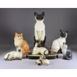 A Beswick Pottery 'Fireside Series' Seal Point Siamese Cat, model no. 2139, 13.75ins high, a model