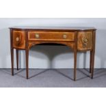 A 19th Century Mahogany Bow and Break Front Sideboard of "George III" Design, with banded and inlaid