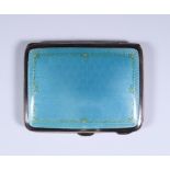 A George V Silver, Silver Gilt and Pale Blue Enamel Rectangular Cigarette Case, by Charles S Green &