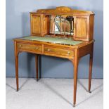 An Edwardian Lady's Mahogany Bonheur-du-Jour, the whole inlaid in stringings and banded in