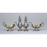 A Pair of Victorian Silver Pepper Pots and Mixed Silverware, the pepper pots by Harry Hayes,