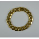 A 9ct Gold Flat Curb Link Bracelet, Modern, 210mm overall, gross weight 38g