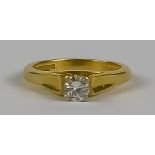 A Solitaire Diamond Ring, Modern, 18ct yellow gold, set with a brilliant cut white diamond,