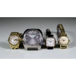 A Mixed Lot of Wrist Watches, comprising - a lady's manual wind cocktail watch with 14ct gold