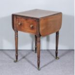 A Late Georgian Mahogany Drop Leaf Bedside Cabinet, the D shaped flaps with twin reeded edges with