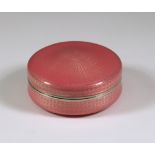 An Early 20th Century Silver, Silver Gilt and Pink Enamel Circular Box, with import mark Erich
