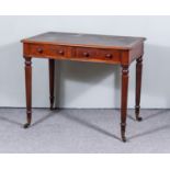A Victorian Mahogany Writing Table by Holland & Sons, with moulded edge to top, with leather and
