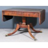 A George IV Rosewood and Brass Inlaid Sofa Table, the top with D-shaped flaps inlaid with brass