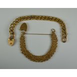 Two 9ct Gold Bracelets, 20th Century, comprising one curb link with padlock clasp,190mm overall, the