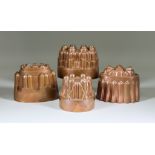 Four Copper Jelly Moulds, 19th Century, comprising - No. 630 with maker's stamp of tethered horse