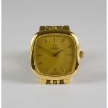 A Lady's Omega Quartz Wristwatch, model "De Ville", plated case and bracelet, 21mm square case, gold