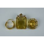 A Mixed Lot of 9ct Gold, comprising - a faceted citrine pendent, a faceted filigree mounted