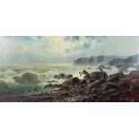Sidney Yates Johnson (fl. 1890-1926) - Pair of oil paintings - Coastal scenes - Waves crashing on
