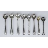 Twenty Mainly Georgian Silver Condiment Spoons, various makers and dates, various patterns, some