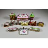 Twelve Limoges Porcelain Novelty Boxes, Late 20th Century, all painted, including - rosebud, 3ins