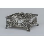 An Edward VII Silver Square Dressing Table Box, by Thomas Hayes, Birmingham 1902, the cover with