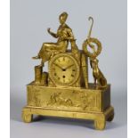 An Early 19th Century French Gilt Metal Cased Mantel Timepiece, the 3.25ins dial with Roman