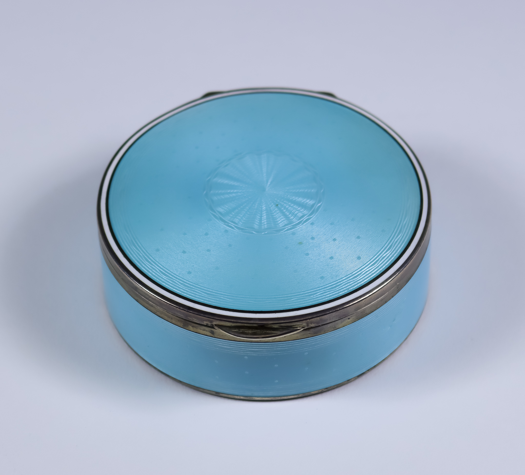 A Late 19th/Early 20th Century Austrian Silver, Silver Gilt and Pale Blue Enamel Circular Box, by
