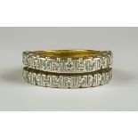 A Diamond Double Eternity Ring, Modern, 18ct gold set with two rows of small diamonds, size P+,
