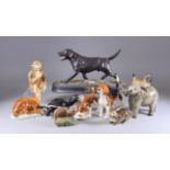 A Collection of Beswick Pottery Animal Models, including - labrador, on stand, 6.5ins high,