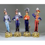 Four 'Capodimonte" Porcelain Figures of British Soldiers, Circa 1970, modelled by Bruno Merli, 11.