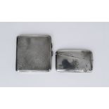 A George V Silver Square Cigarette Case and Mixed Silverware, the cigarette case by W.T. Wiseman,