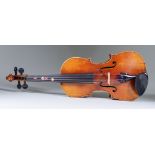 A German Violin after Stradivarius, Late 19th/Early 20th Century, with two piece back and spurious