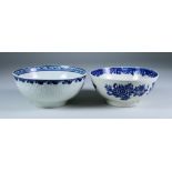 A Liverpool Reeded and Moulded Bowl, Circa 1770, painted in blue with a floral border to the