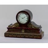 An Early 20th Century French Ebonised and Boulle Mantel Timepiece, the 3.375ins white enamel dial