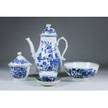 Four Pieces of Worcester, Circa 1770-1785, printed in blue with the "Fence" pattern, comprising -