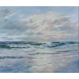 ***Edgar Freyberg (1927-2017) - Oil painting - Breakers on the seashore, signed, canvas 19.5ins x