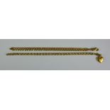 Two 9ct Gold Bracelets, Modern, comprising one flat curb link, 195mm overall, and another belcher