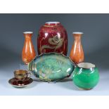 A Group of Carlton Ware Pottery, Various Dates, including - vase with dragon design on red ground,