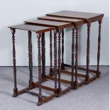 A Nest of Four 19th Century Mahogany Rectangular Occasional Tables, on bobbin turned supports and