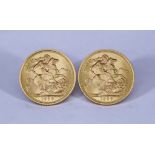 Two Elizabeth II Sovereigns, both 1968, both VF,