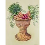 ***Miriam Escofet (born 1967) - Watercolour - Still life with carrots and radishes in a turned