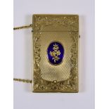 An Early 20th Century French 18ct Gold Rectangular Card Case, stamped convention mark, set with oval