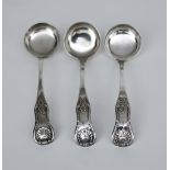 Three Victorian Scottish Silver Single Struck Queens Pattern Toddy Ladles, by David Hodges,