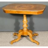 A Late 19th/Early 20th Century Continental Walnut Octagonal Occasional Table, the top inlaid with