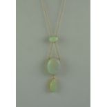 A Three Stone Opal Pendant, Modern, comprising - two oval and one pear shaped opals, approximate
