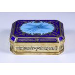 A 20th Century Continental Silver Gilt, Turquoise and Blue Enamel Rectangular Box, stamped 925