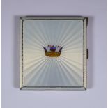 A George VI Silver, Silver Gilt and Cream Enamel Rectangular Cigarette Case, by Harrods (Richard