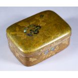 A Japanese Gold Nashiji Lacquer Incense Box, Taisho Period, the cover and sides decorated in high